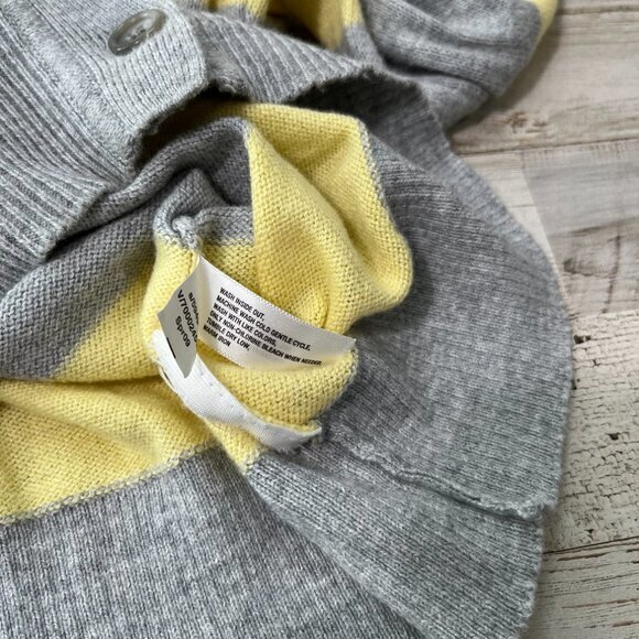 Vtg‎ Y2k GAP Gray Yellow Colorblock Stripe Cardigan Sweater Cashmere Womens Med - Picture 5 of 6